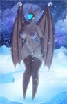  2016 absurd_res alternate_color anthro big_breasts blizzard_(weather) blue_eyes breasts fan_character female hi_res latias legendary_pok&eacute;mon looking_at_viewer lysergide nintendo nipples nude pok&eacute;mon purple_nipples pussy pussy_juice rasha snow snowstorm solo thigh_gap video_games wings 