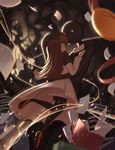  bare_tree black_legwear blurry blush book bow bowtie brown_hair closed_eyes closed_mouth deemo deemo_(character) depth_of_field dress flying_paper girl_(deemo) hand_around_wrist hand_on_another's_chest highres hug kevin_(tiancaimland) long_hair long_sleeves mary_janes medal open_book pantyhose paper petting profile red_footwear scroll shoes smile solid_oval_eyes standing tree white_bow white_dress white_neckwear 