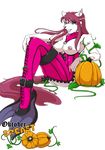  2016 alpha_channel anthro areola big_breasts breasts bucky_o&#039;hare_(series) cat erect_nipples feline female food fruit halloween holidays jenny_(bucky_o&#039;hare) mammal nipples pumpkin smile solo yawg 