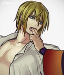  2boys blonde_hair blue_eyes drooling eizen_(tales) male_focus multiple_boys saliva tales_of_(series) tales_of_berseria yaoi 