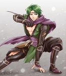  bad_id bad_pixiv_id circlet fire_emblem fire_emblem_if gloves green_hair injury male_focus purple_eyes sandals scarf solo suzukaze_(fire_emblem_if) tamami_if 