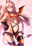  :o blue_eyes breasts choker collarbone demon_girl demon_tail demon_wings dies_irae frills garters gloves groin hands_on_hips highres horns long_hair mia_(gute-nacht-07) navel pink_hair rusalka_schwagerin small_breasts solo succubus tail thighhighs wings 