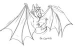  ambiguous_gender bat feral mammal monochrome rorr simple_background solo teeth white_background wings young 