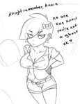  aged_up anthro big_breasts breasts carrie_krueger cartoon_network cleavage clothed clothing comic english_text female fishnet_gloves frown ghost goth hairclip humanoid inuyuru looking_at_viewer looking_up monochrome shorts simple_background sketch skull solo spirit text the_amazing_world_of_gumball 