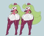  anus butt eyelashes female flower girly green_hair hair nintendo plant pok&eacute;mon puffy_anus tsareena upright-infinity video_games wide_hips 