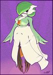  2016 breasts disguise eyes_closed female gardevoir green_hair hair mimikyu nintendo pok&eacute;mon snao solo video_games wide_hips 