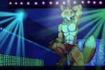  bulge canine clothed clothing dancing fox lights male mammal money mrfoxees pole solo stage stripper_pole topless tsaiwolf underwear 