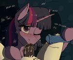  2016 blush dialogue english_text equine friendship_is_magic group hair hi_res horn male mammal my_little_pony one_eye_closed oral sex solo_focus text twilight_sparkle_(mlp) twotail813 unicorn 