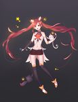  alternate_costume alternate_hair_color elbow_gloves fingerless_gloves gloves jinx_(league_of_legends) kuro_(league_of_legends) league_of_legends long_hair magical_girl red_hair shiro_(league_of_legends) solo star_guardian_jinx thighhighs twintails very_long_hair 