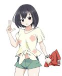  :o black_hair creatures_(company) female game_freak green_shorts hat hat_removed headwear_removed midriff midriff_peek mizuki_(pokemon) navel nintendo open_mouth pokemon pokemon_(game) pokemon_sm red_hat short_shorts shorts solo 