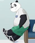 2016 anthro bear blush clothed clothing digital_media_(artwork) footwear looking_at_viewer male mammal overweight panda smile solo text zuppu11 