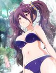  1girl battle_girl_high_school breasts brown_hair long_hair navel open_mouth pink_eyes swimsuit tsubuzaki_anko twintails 