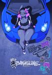  2016 anthro big_breasts bow breasts car cat chav cleavage clothed clothing fangs feline female ghetto graffiti hood hoodie hourglass_figure huge_breasts invalid_tag makeup mammal minx_kitten ponytail shiny slit_pupils smutbunny thick_thighs urban vehicle wide_hips 