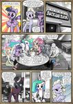  2016 anon blue_hair clothed clothing comic cutie_mark dialogue dragon earth_pony english_text equine fan_character feathered_wings feathers female feral fluttershy_(mlp) friendship_is_magic frown fur green_eyes hair hi_res horn horse human hybrid inside limestone_pie_(mlp) mammal mascara_(oc) maud_pie_(mlp) monochrome multicolored_hair my_little_pony pegasus pencils_(artist) pink_fur pinkie_pie_(mlp) pony princess_celestia_(mlp) purple_eyes purple_fur purple_hair red_eyes satyr smile spike_(mlp) text twilight_sparkle_(mlp) winged_unicorn wings 
