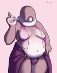  alien belly breasts clothing eyeless female nipples not_furry renabu sheer_clothing slightly_chubby solo translucent transparent_clothing underwear 