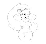  anthro black_and_white bow breasts chinchilla eyelashes featureless_breasts featureless_crotch female hair hair_over_eye mammal monochrome nude open_mouth rodent scribs03 solo wide_hips 