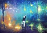  abstract arm_up bad_id bad_pixiv_id bucket commentary denim denim_shorts from_behind highres hood hood_down hoodie ladder original paint paintbrush painting rain scenery short_hair shorts silver_hair solo space star_(sky) usatarosu 