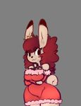  2016 anthro big_breasts breasts cherri_(tacdoodles) clothed clothing crossed_arms crown female grey_background hair lagomorph mammal rabbit red_hair royalty simple_background smile solo tacdoodles voluptuous wide_hips 