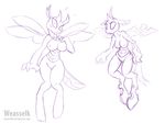  2016 anthro anthrofied blush breasts changeling female hole_(anatomy) horn insect_wings my_little_pony nude open_mouth weasselk wings 