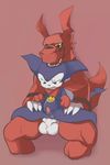  abdominal_bulge anal anal_penetration balls big_dom_small_sub clothing digimon duo erection finegan front_view gloves guilmon imp impmon knot male male/male naughty_face neckerchief on_lap penetration penis questionable_consent scalie size_difference spread_legs spreading tapering_penis 