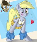  &lt;3 &lt;3_eyes 2016 ambiguous_gender blonde_hair blush brown_hair cheerleader clothed clothing derpy_hooves_(mlp) doctor_whooves_(mlp) duo earth_pony equine female feral friendship_is_magic hair horse january3rd mammal my_little_pony one_eye_closed open_mouth pegasus pom_poms pony smile tongue tongue_out wings 