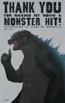  2014 ambiguous_gender anthro claws godzilla godzilla_(series) kaiju looking_at_viewer mr-stot open_mouth reptile scalie simple_background solo teeth thumbs_up yellow_eyes 