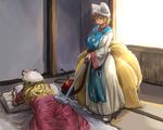  animal_humanoid blonde_hair book butt canine chanta duo female fox fox_humanoid hair hat human humanoid humor mammal multi_tail pillow ran_yakumo touhou vacuum_cleaner yukari_yakumo 