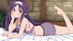  :_code_register arm_support artist_request bare_shoulders barefoot bed_sheet breasts collarbone feet hairband indoors long_hair looking_at_viewer lying official_art on_stomach pink_hairband pointy_ears purple_hair red_eyes sideboob small_breasts smile solo sword_art_online sword_art_online:_hollow_realization the_pose underwear underwear_only yuuki_(sao) 