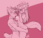  &lt;3 2016 anthro blush bottomless breast_lick breasts breath butt butt_grab clothed clothing clothing_lift duo ear_piercing eye_contact female fluffy fluffy_tail hair hand_on_butt licking long_hair male male/female nipple_lick nipples open_mouth partially_clothed piercing pollo-chan restricted_palette saliva shirt shirt_lift side_view signature tank_top tongue tongue_out 