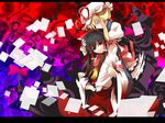  blonde_hair hakurei_reimu hat highres long_hair multiple_girls ribbon touhou uki_(room_405) yakumo_yukari 