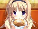  blonde_hair chaos;head food long_hair nishijou_nanami seifuku 