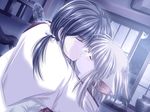  1girl animal_ears blonde_hair fox_ears foxgirl game_cg hcg kiss kissing kitsunemimi natsu_(onikagura) onikagura studio_ego takimine_mikiya white_hair yamamoto_kazue 