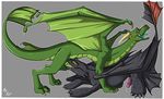  2016 blush dragon dreamworks erection fellatio firrothe_(character) fuf green_sclera how_to_train_your_dragon knot male male/male night_fury open_mouth oral penis precum reptile saliva scalie sex simple_background tongue toothless wings 