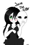  black_hair creepypasta dress green_eyes jane_the_killer mask white_background 