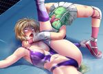  asphyxiation blank_eyes blonde_hair blouse boots breasts digdug006 knee_pads large_breasts lying midriff multiple_girls nastassja_han navel open_mouth pee peeing peeing_self purple_hair rolling_eyes ryona saliva shoes short_hair skirt wet white_skirt wrestle_angels wrestle_angels_survivor wrestle_angels_survivor_2 wrestling wrestling_outfit wrestling_ring yuuki_chigusa 