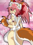  animal_ears apron ass bell bell_collar blush breasts collar fang fate/grand_order fate_(series) fox_ears fox_girl fox_tail hair_ribbon highres large_breasts long_hair looking_at_viewer looking_back matsudora124 naked_apron one_eye_closed open_mouth pink_hair ribbon sideboob solo tail tamamo_(fate)_(all) tamamo_cat_(fate) yellow_eyes 