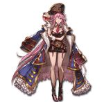  belt blue_eyes boots christina_(granblue_fantasy) coat cup cupping_glass dress frills full_body granblue_fantasy hat holding long_hair looking_at_viewer minaba_hideo necktie official_art one_eye_closed pink_hair short_dress smile solo transparent_background very_long_hair wrist_cuffs 