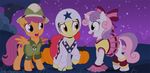  2016 amber_eyes apple_bloom_(mlp) armor brian_mcpherson cheerleader clothed clothing costume cutie_mark cutie_mark_crusaders_(mlp) daring_do_(mlp) earth_pony equine eyelashes feathered_wings feathers female feral friendship_is_magic green_eyes group hair hat helmet horn horse mammal multicolored_hair multicolored_tail my_little_pony night open_mouth open_smile orange_feathers outside pegasus pink_hair pom_poms pony purple_eyes purple_hair red_hair scootaloo_(mlp) smile sweetie_belle_(mlp) two_tone_hair unicorn wings 