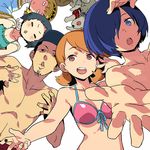  2boys 3girls aegis_(persona) bikini female iori_junpei koromaru male megami_tensei multiple_boys multiple_girls persona persona_3 shin_megami_tensei swimsuit takeba_yukari yamagishi_fuuka yuuki_makoto 