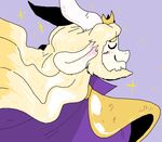  asgore_dreemurr clothing crown eyes_closed fatz_geronimo gold_hair horn long_ears robe shoulder_pads simple_background smile star undertale video_games 