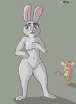  anthro breasts disney expression female fur judy_hopps lagomorph mammal mouse nipples nude oddchurch purple_eyes pussy rabbit rodent shocked_expression simple_background zootopia 