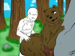  anon anthro balls bear big_breasts big_butt breasts brown_eyes butt cloud digital_media_(artwork) erection forest grass herm herm/male human intersex intersex/male male mammal nude one_eye_closed penis rock sky sweat thepainfultruth tree 