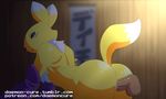  2016 animated anthro balls black_sclera blue_eyes canine digimon disembodied_penis female fox fur lil-heartache male mammal open_mouth penis pussy renamon simple_background vaginal white_fur yellow_fur 