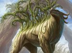  ambiguous_gender dan_scott feral flora_fauna horn looking_away low-angle_view magic_the_gathering mammal official_art outside plant quadruped signature 