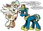  blue_eyes blue_feathers blue_fur cutie_mark duo english_text equine fan_character feathered_wings feathers female flying fur gray--day hooves male mammal my_little_pony nude pegasus smile standing text wings 