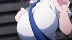  1girl ai_(himura_kiseki) animated bouncing_breasts breasts brown_hair getsuyoubi_no_tawawa large_breasts running solo tie 