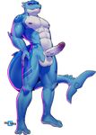  abs anthro balls big_penis cirrus_(xp) erection fish humanoid_penis looking_at_viewer male marine muscular nlr_domain nude pecs penis shark solo standing 