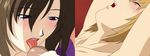  1boy 1girl animated animated_gif beat_angel_escalayer blue_eyes blush breasts brown_hair cum ejaculation facial fellatio handjob kiritani_ryouko long_hair lowres open_mouth oral penis tongue tongue_out uncensored yanase_kyouhei 