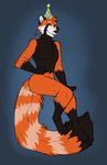  2016 anthro fur kohomaru looking_at_viewer male mammal red_panda rinkhet simple_background smile solo tongue tongue_out 