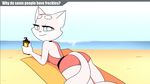  anthro beach butt cat eyelashes feline female fur lotion lying mammal on_front outside pink_fur seaside shima_luan sky smile super_planet_dolan unknown_artist water 
